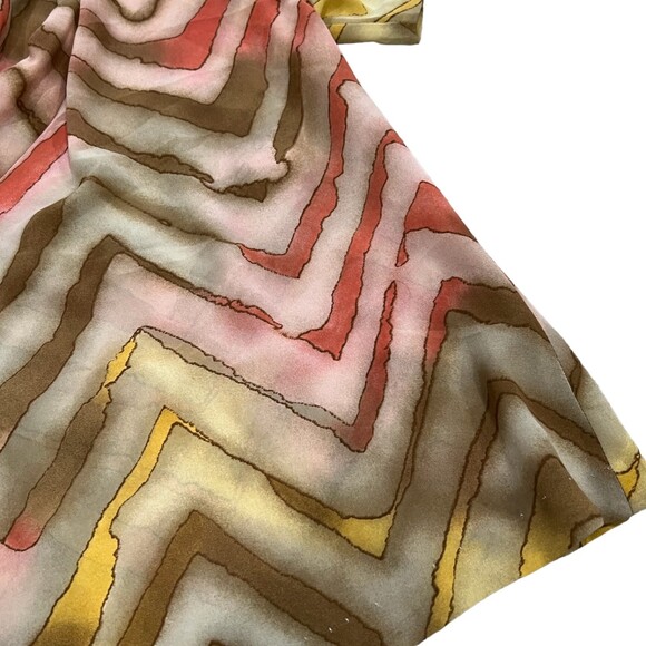 Teddi of California Brown Chevron Blouse 10 - Picture 2 of 4